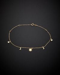 Italian Gold - 14k Sun, Moon, & Star Charm Anklet - Lyst