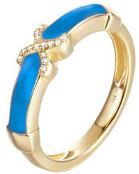 Diana M. Jewels - Fine Jewelry 14k 0.03 Ct. Tw. Diamond Enamel Half-eternity Ring - Lyst