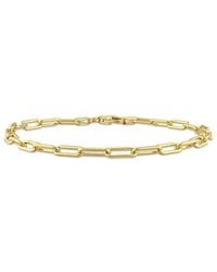 Italian Silver - 18K Over Polished Paperclip Chain Bracelet - Lyst