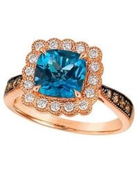Le Vian - Semi-Precious 14K Rose 3.07 Ct. Tw. Diamond & London Topaz Cocktail Ring - Lyst