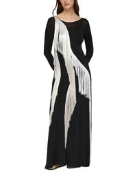 Lafayette 148 New York - Embroidered Fringe Knit Maxi Dress - Lyst