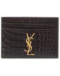 Saint Laurent - Cassandre Croc-embossed Leather Card Case - Lyst
