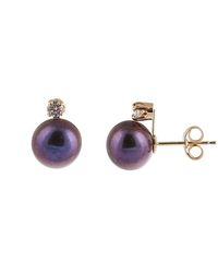 Splendid - 14k Diamond & 7-7.5mm Freshwater Pearl Studs - Lyst