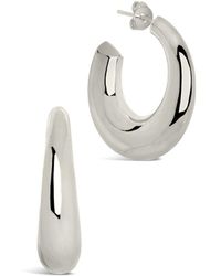 Sterling Forever - Coco Tube Hoop Earrings - Lyst