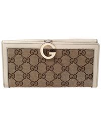 Gucci - GG G Bit Canvas & Leather Continental Wallet - Lyst