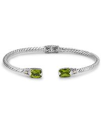 Samuel B. - Jewelry 18k & Sterling Silver 3.20 Ct. Tw. Peridot Twisted Cable Bangle Bracelet - Lyst