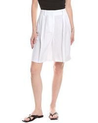 Kenneth Cole - High Rise Linen-Blend Pleated Short - Lyst