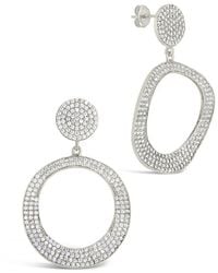 Sterling Forever - Rhodium Plated Cz Juniper Statement Drop Earrings - Lyst