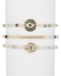 Eye Candy LA - The Luxe Collection Amazonite Cz Cici Charm Stretch Bracelet Set - Lyst