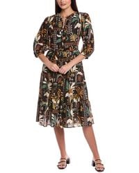 Velvet By Graham & Spencer - Tiered Silk-Blend Midi Dress - Lyst
