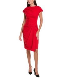 Teri Jon - Crepe Cap Sleeve Sarong Sheath Dress - Lyst