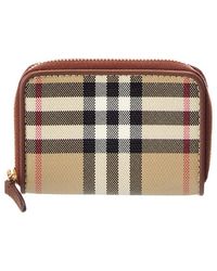 Burberry - Check E-Canvas & Leather Coin Purse - Lyst