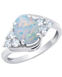 MaxColor - 10K 0.75 Ct. Tw. Lab-Grown Opal Halo Ring - Lyst