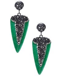 Eye Candy LA - Fearless Green Dagger Shaped Stone With Pave Crystal Earrings - Lyst