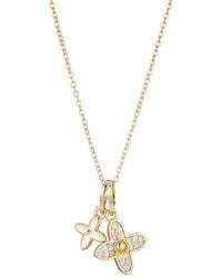 Adornia - 18K Plated Cz Double Pointed Clover Necklace - Lyst