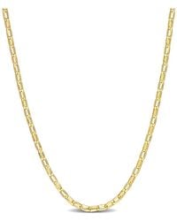 Italian Silver - 18K Over Fancy Rectangular Rolo Chain Necklace - Lyst