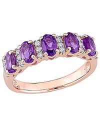 Rina Limor - 14k Rose Gold 1.31 Ct. Tw. Diamond & African Amethyst Ring - Lyst