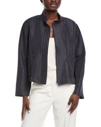 Eileen Fisher - Stand Collar Silk & Linen-Blend Jacket - Lyst