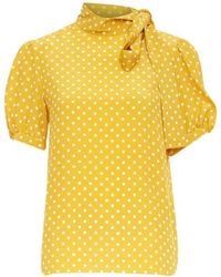Celine - Silk Polka Dot Puff Blouse, Size Fr (Authentic Pre-Loved) - Lyst