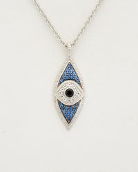 Judith Ripka Silver 0.79 Ct. Tw. Gemstone Evil Eye Necklace - Metallic
