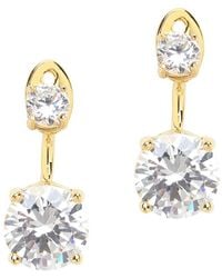 Sterling Forever - 14k Over Silver Cz Brilliant Jacket Earrings - Lyst