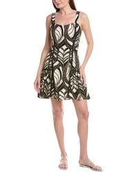 Ellen Tracy - Dotted Lace Trim Linen-Blend Dress - Lyst