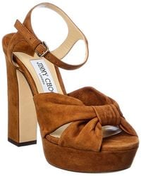 Jimmy Choo - Heloise 120 Suede Platform Sandal - Lyst