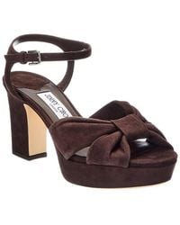 Jimmy Choo - Heloise 80 Suede Platform Sandal - Lyst