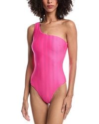 MILLY - Joni Textured Chevron One-Shoulder One-Piece - Lyst