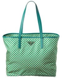 Prada - Logo Nylon & Leather Tote - Lyst