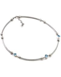 Gemstones - Steel 2.91 Ct. Tw. Diamond & Topaz Necklace - Lyst