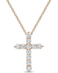 Diana M. Jewels - Diana M. 14K Rose 3.00 Ct. Tw. Lab-Grown Diamond Cross Pendant - Lyst