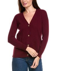Kier + J - Kier + J Ribbed V-Neck Wool & Cashmere-Blend Cardigan - Lyst