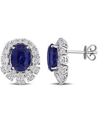 Rina Limor - 14K 8.78 Ct. Tw. Diamond & Sapphire Halo Earrings - Lyst