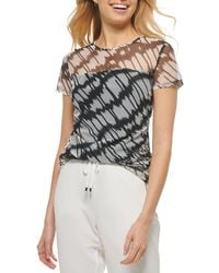 DKNY - Printed Mesh Top - Lyst