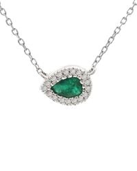 Gemstones - 14K 0.22 Ct. Tw. Diamond & Emerald Necklace - Lyst