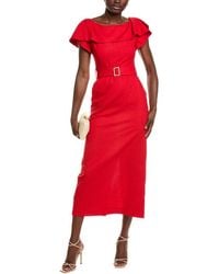 BGL - Linen-Blend Midi Dress - Lyst