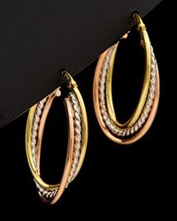 Italian Gold - 14k Tri-tone Overlapping Triple Oval Hoops - Lyst