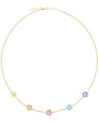 Gabi Rielle Candy Crush 14k Over Silver Cz & Enamel Flower Necklace - Metallic