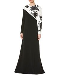 Carolina Herrera Embroidered Bias Gown - Black
