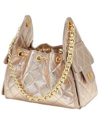 Tiffany & Fred Paris - Quilted Metallic Leather Drawstring Shoulder Bag - Lyst