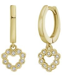 Italian Gold - 14K 0.10 Ct. Tw. Diamond Heart Earrings - Lyst
