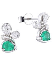Gregg Ruth - 14K 0.73 Ct. Tw. Diamond & Emerald Butterfly Earring - Lyst