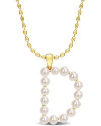 Rina Limor - Gold Over Silver 3.5-4mm Pearl D Initial Pendant - Lyst