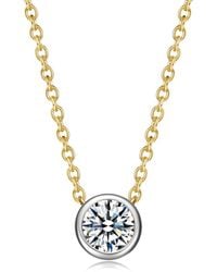 Rachel Glauber - 14K Plated Cz Solitaire Necklace - Lyst