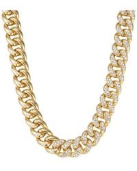 Adornia - Plated Cz Half Crystal Curb Chain Necklace - Lyst