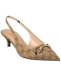 Gucci - Horsebit GG Canvas Slingback Pump - Lyst