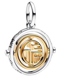 PANDORA - Moments & 14K Plated Two-Tone Spinning Dangle Charm - Lyst