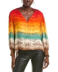 Alice + Olivia - Serena Mandarin Collar Button Front Blouse - Lyst