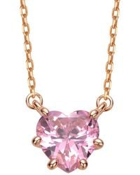 Rachel Glauber - 18K Rose Plated Cz Solitaire Necklace - Lyst